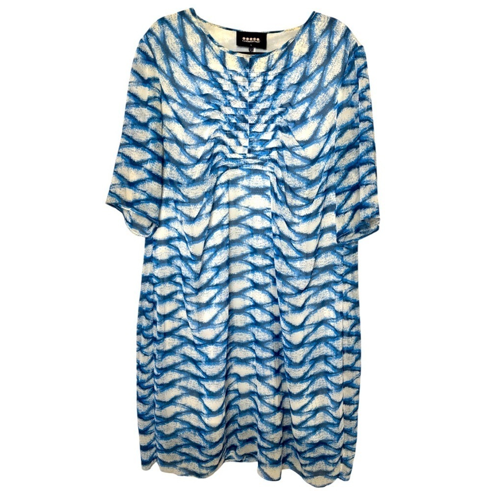 Carmakoma Blue and White Patterned Summer Dress